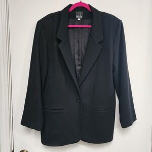 Mark Alan Womens Black 100% Wool Single Button Blazer Jacket Size 18 Made in USA
